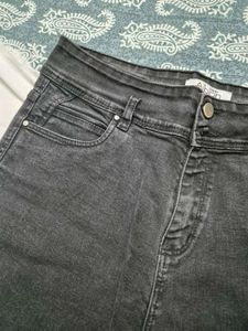 Black High Waist Straight Fit Jeans | 32