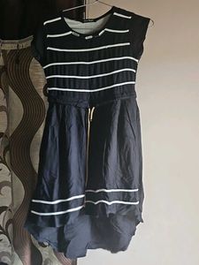 Striped Black & White Midi Dress