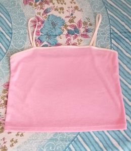 🩷cute Pink Spaghetti Strap Crop Top