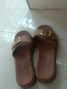 Slide Sandals with Gold Buckle