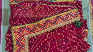 Vibrant Bandhani Saree with border