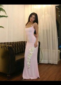 Pink Spaghetti Strap Maxi Dress