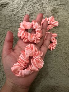 Pink Satin Scrunchie Set