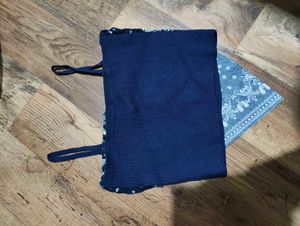 Navy Blue Bandana Crop Top