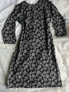 Black Floral Print Kurta