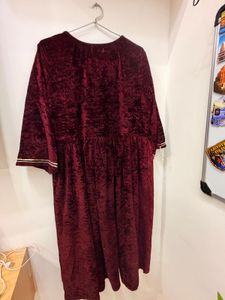 Elegant Red Velvet Embroidered Anarkali suit