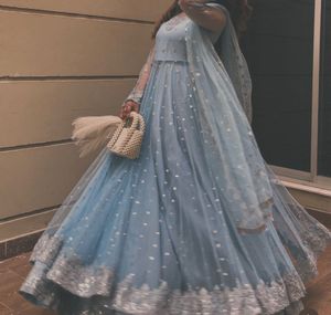 Elegant Sky Blue Lehenga Choli