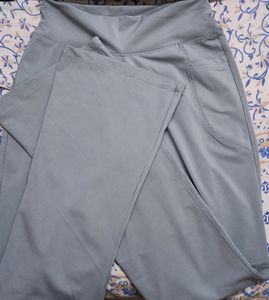 Grey Flare Leggings High Waisted