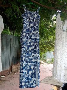 Blue & White Floral Maxi Dress