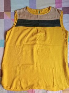 Yellow Sleeveless Striped Top