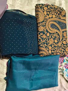 Green Embroidered Unstitched suit set