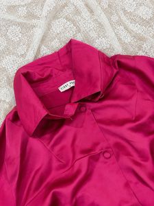 Satin Button-Up Shirt Dress