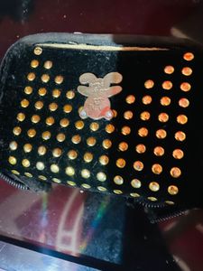 Studded Black Pouch with Bear Charm