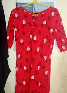 Red Floral Kurta Set