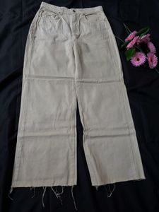 Light Beige Wide Leg Jeans
