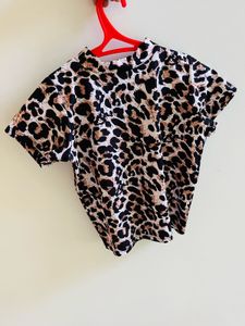 Leopard Print Mock Neck Top