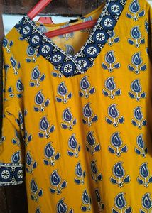 🔥 flash sale 🔥Yellow Kurta Set with Blue Print
