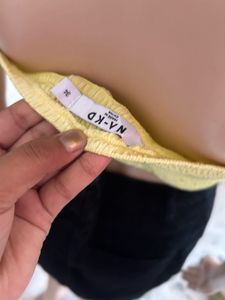 Yellow Tie-Front Ruched Crop Top