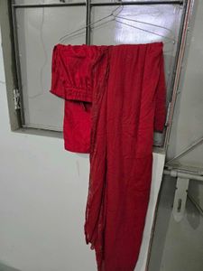 Red Embroidered Kurta