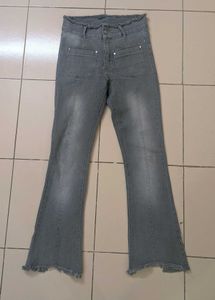 Grey Flared Denim Jeans
