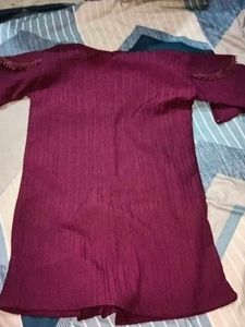 Maroon Embroidered Kurta