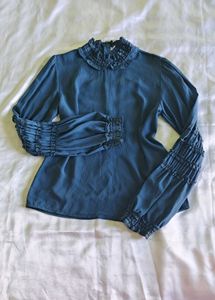 Chic Puff Sleeve Mock Neck Top