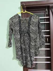 Black And White Mirror Sheer Top