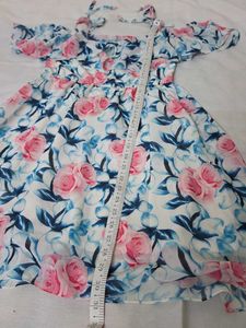 Floral Print Cold Shoulder Dress for Girls
