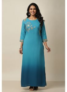 Beautiful Blue Embroidered Kurta