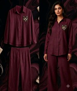 New chic burgendy Cor-ed set