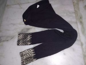 Black Palazzo Pants with Golden Print