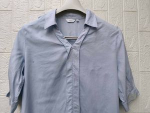 New with tag Korean Light Blue Short Sleeve Collar