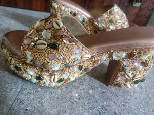 Embellished Platform Wedge Sandals