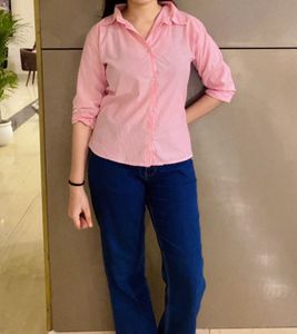 Pink Striped Button-Up Shirt