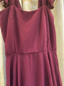 Burgundy Ruffle Sleeve Dress