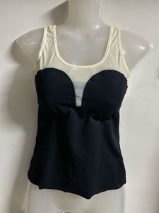 Stylish Black & Cream Bikini Top