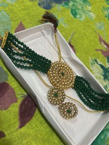 Elegant Green Beaded Choker Set