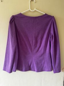 Elegant Purple Blouse with Decorative Buttons
