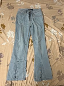 Madame Light Wash Split Hem Jeans