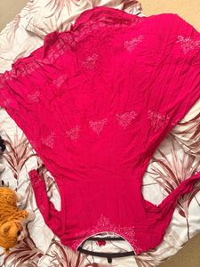 Elegant Pink Embroidered Kurta - Size S
