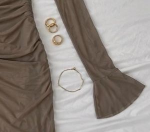 🥥Brown Sweetheart Neck Bodycon Dress
