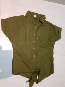 Olive Green Button-Up Shirt