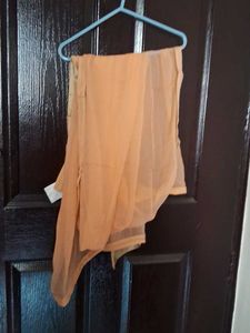 Peach Embroidered Kurta Sharara Dupatta Set