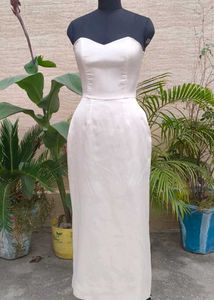Elegant Strapless White Maxi Dress