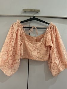 Peach Lace Off-Shoulder Blouse