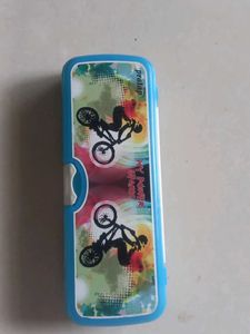 Blue Pencil Box with BMX Design