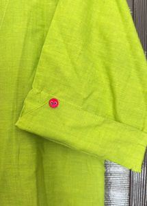 Lime Green Kurta with Pink Embroidery