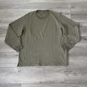 Men's Olive Green Waffle Knit Long Sleeve