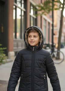 Black Hooded Winter Jacket