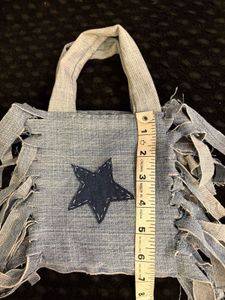 Pintresty Denim Mini fringe Bag with Star Detail